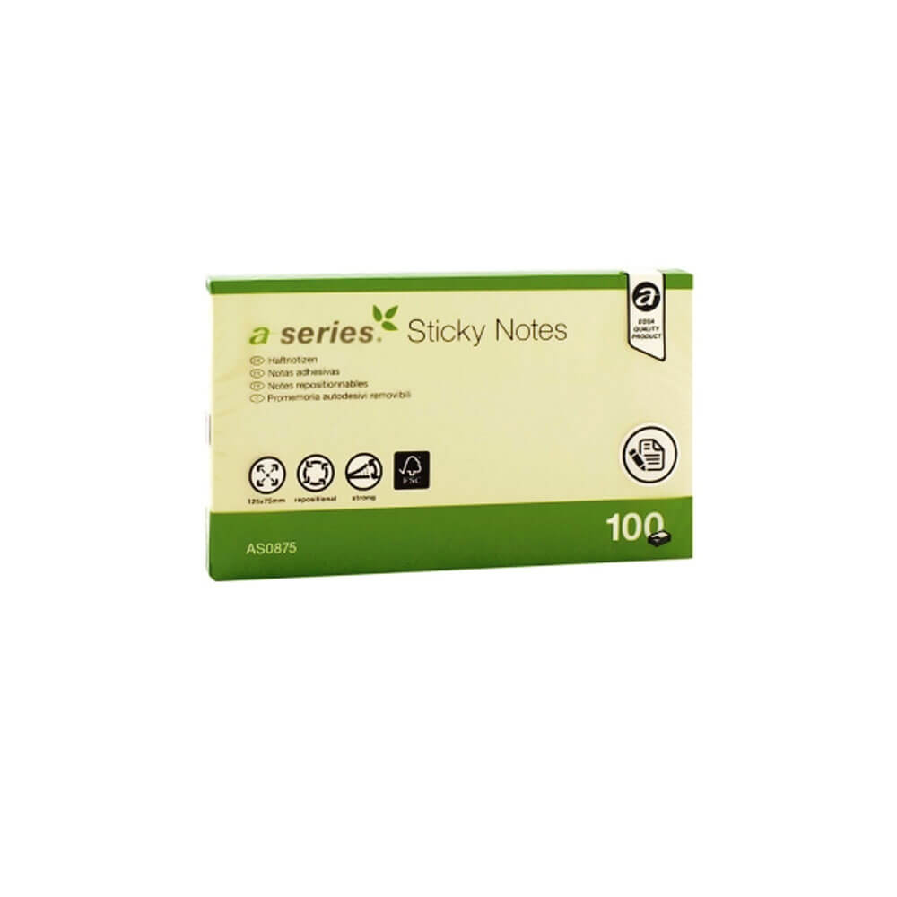 Aseries Yapışkanlı Not Kağıdı 125x75 mm 100 Yaprak Sarı (655)